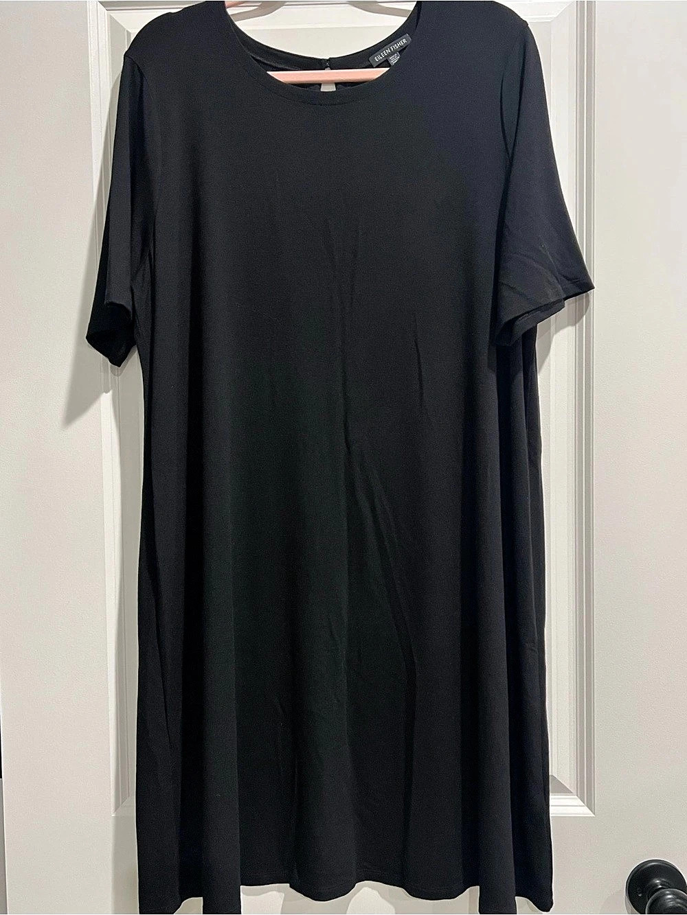 Eileen Fisher Viscose Jersey Crew Neck Dress in  Black Size XL/TG